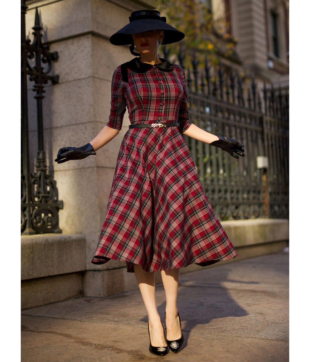 Heart My Closet Red Plaid Stella Swing Dress
