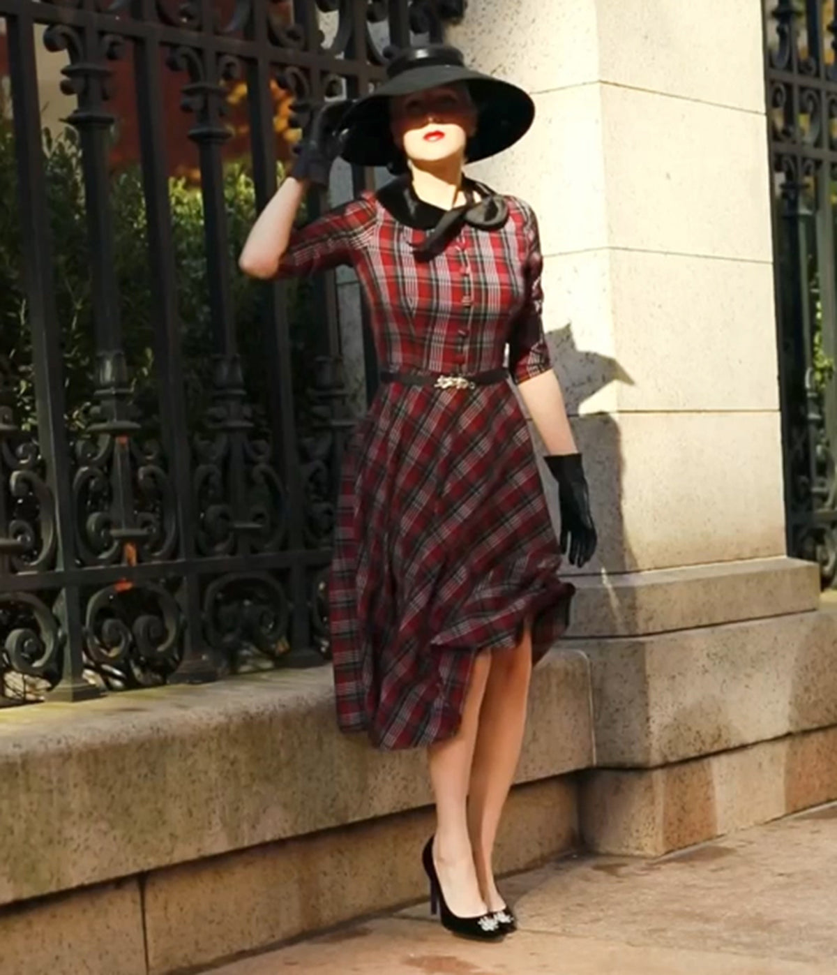 Heart My Closet Red Plaid Stella Swing Dress