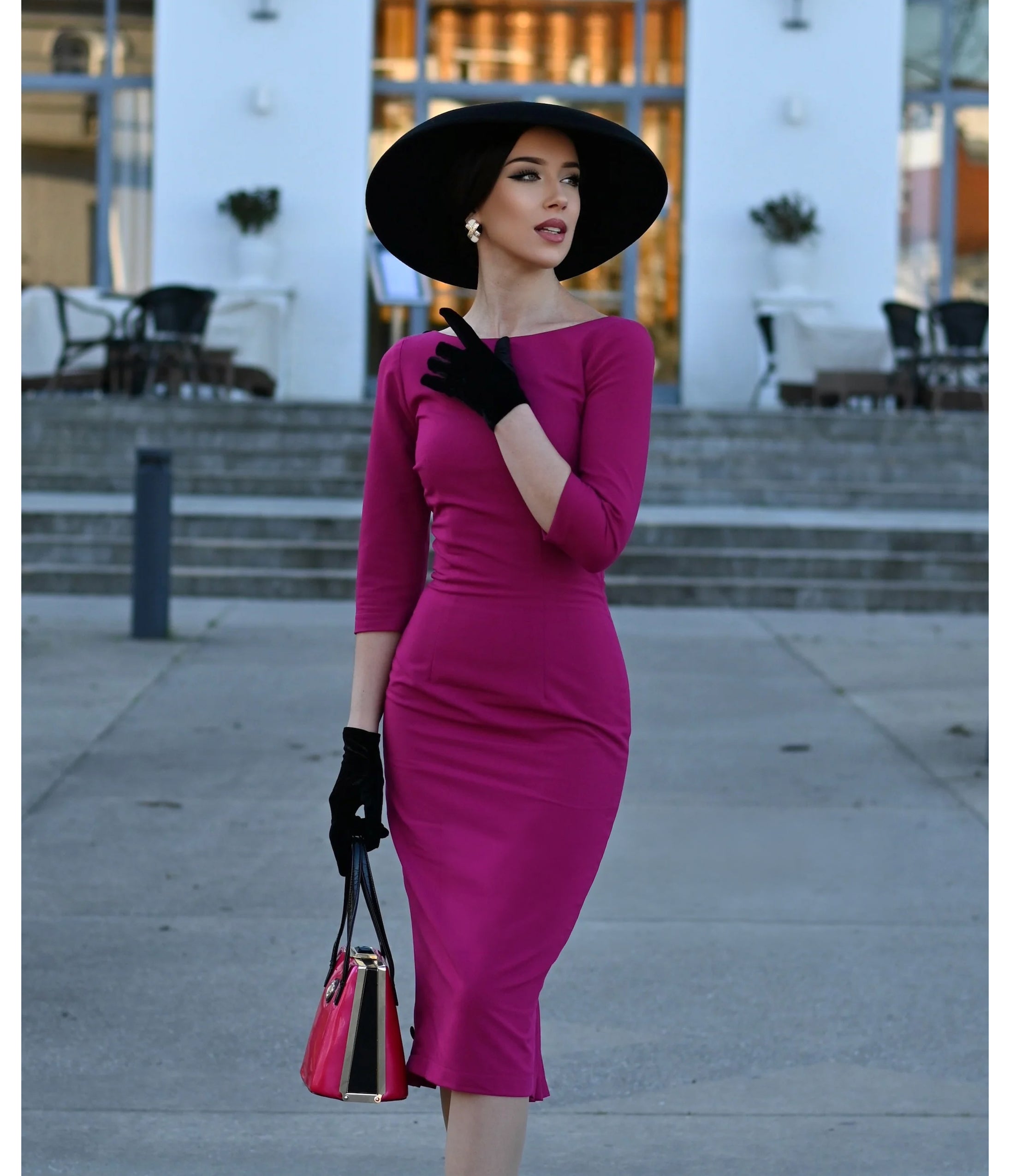 Heart My Closet Fuchsia Deborah Pencil Dress