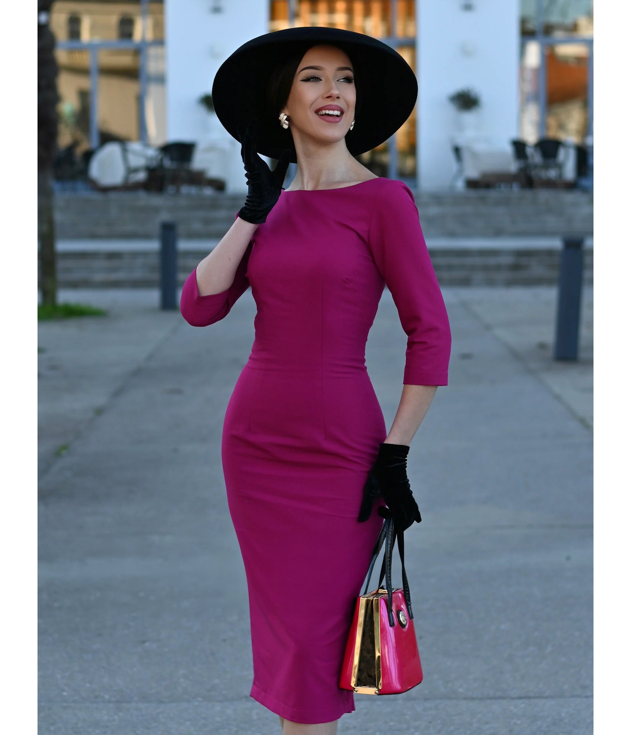 Heart My Closet Fuchsia Deborah Pencil Dress