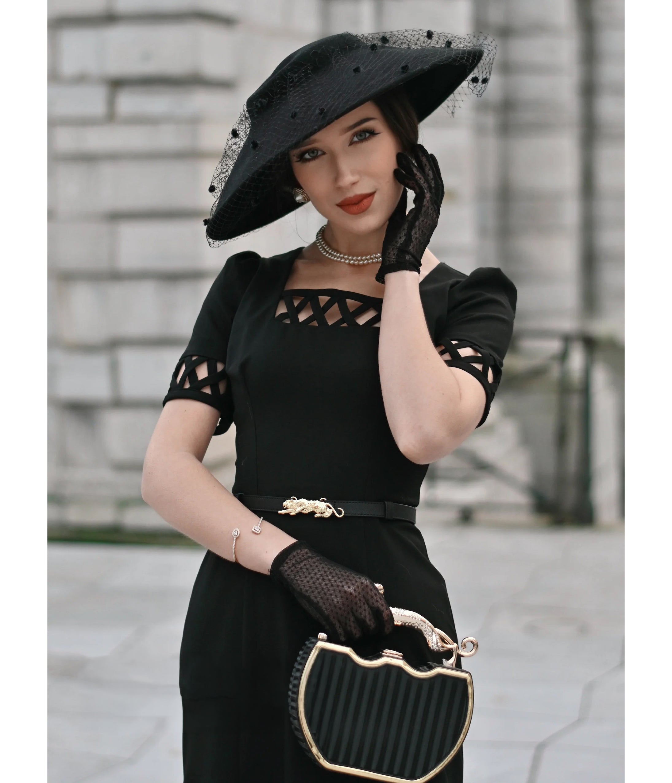 Heart My Closet Black 1950s Peggy Midi Dress