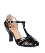 Banned Black Patent Leatherette T-Strap Heels