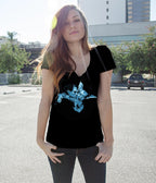 Black Undying Love Graphic Cotton V-Neck Tee