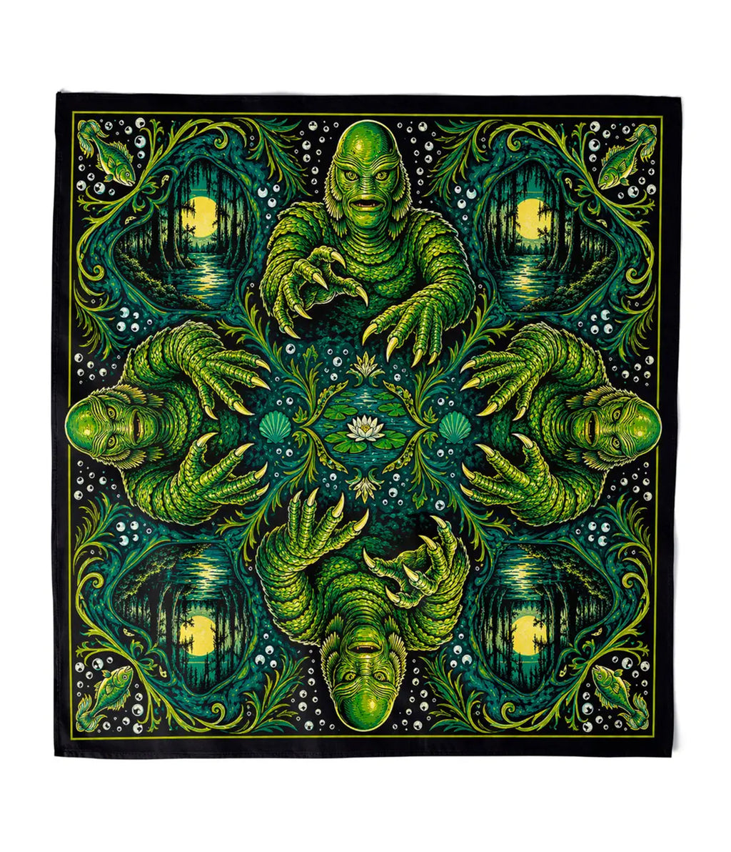 Black & Green Creature from the Black Lagoon Hair Scarf