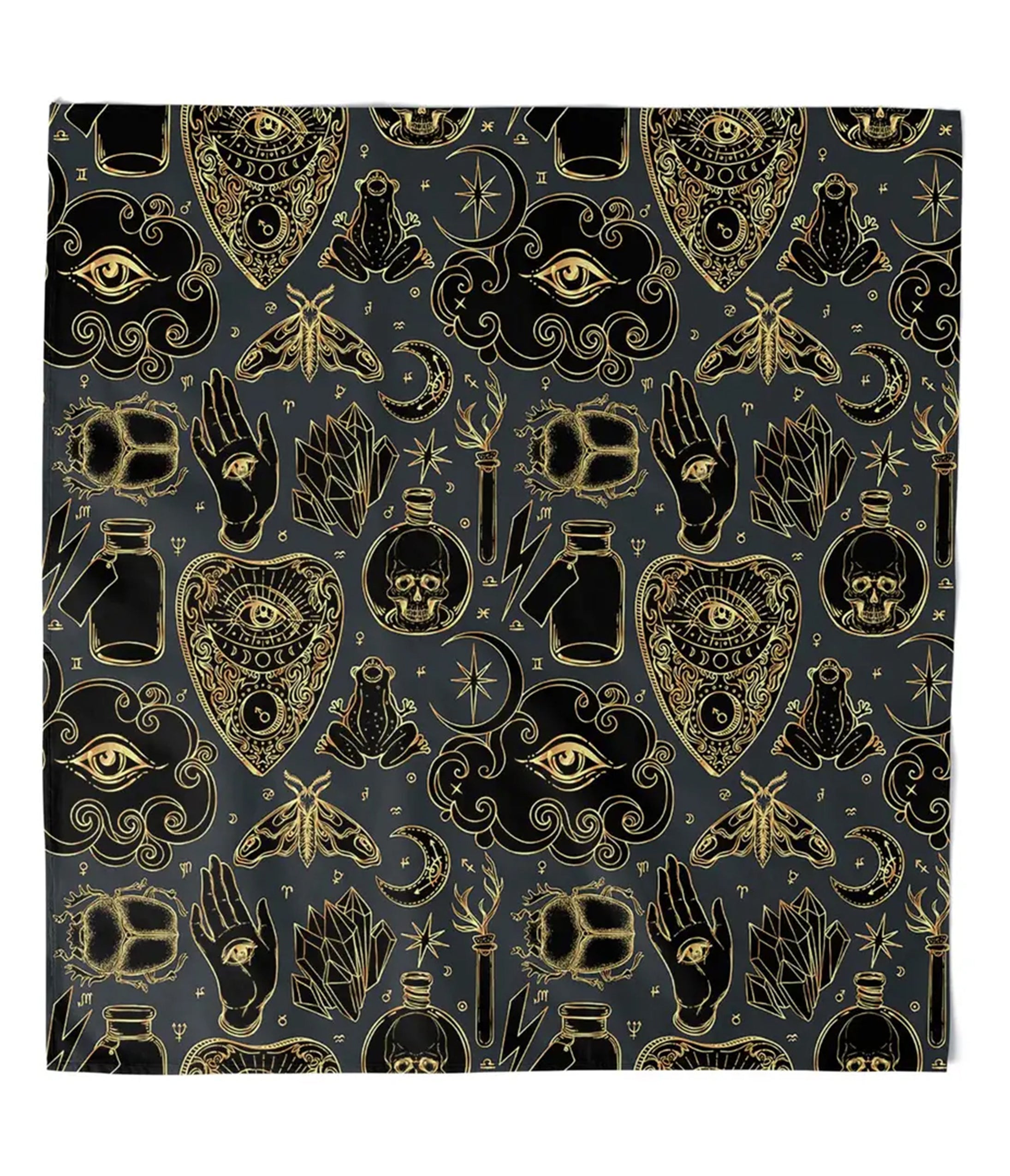 Black & Gold Mystical Icons Hair Scarf