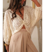 Ivory Lace Bow Detail Top