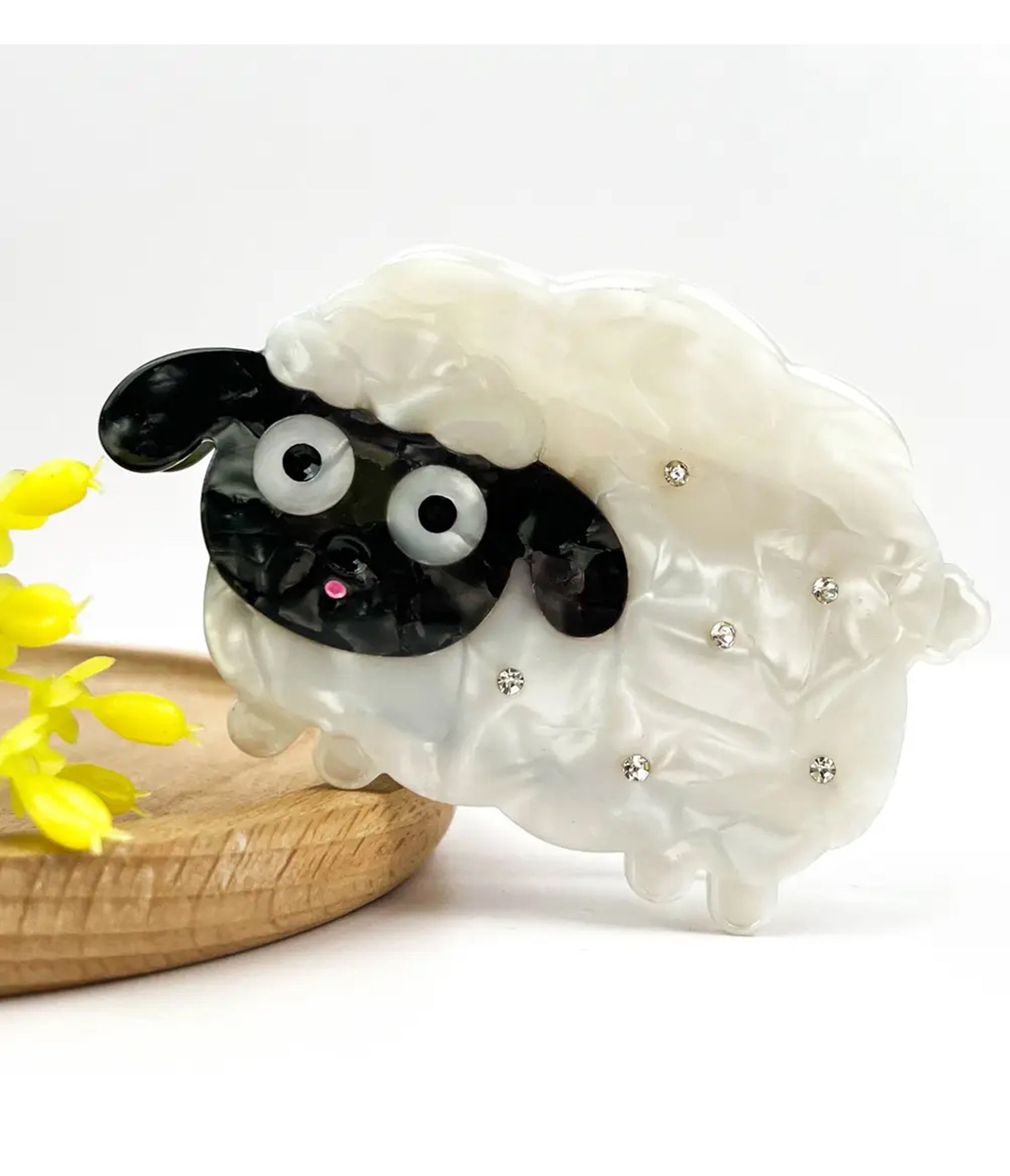 White Sheep Hair Claw Clip
