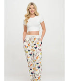 Ivory Rooster Print Sweatpants