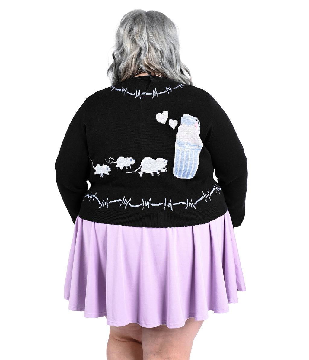 My Violet Black Raccoon Print Trash Parade Cardigan