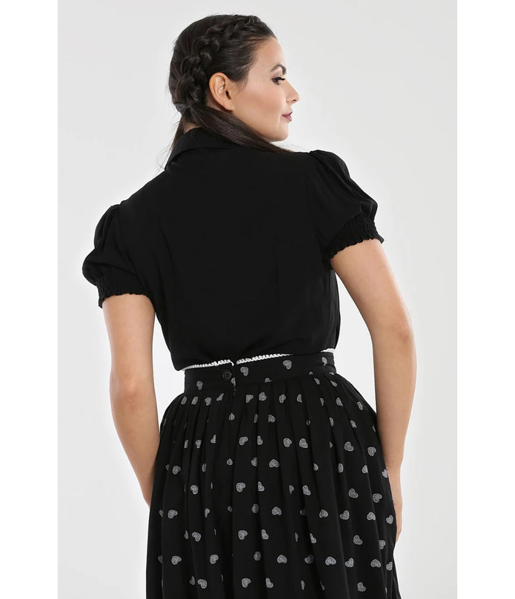 Hell Bunny Black Celestial Embroidered Samara Blouse