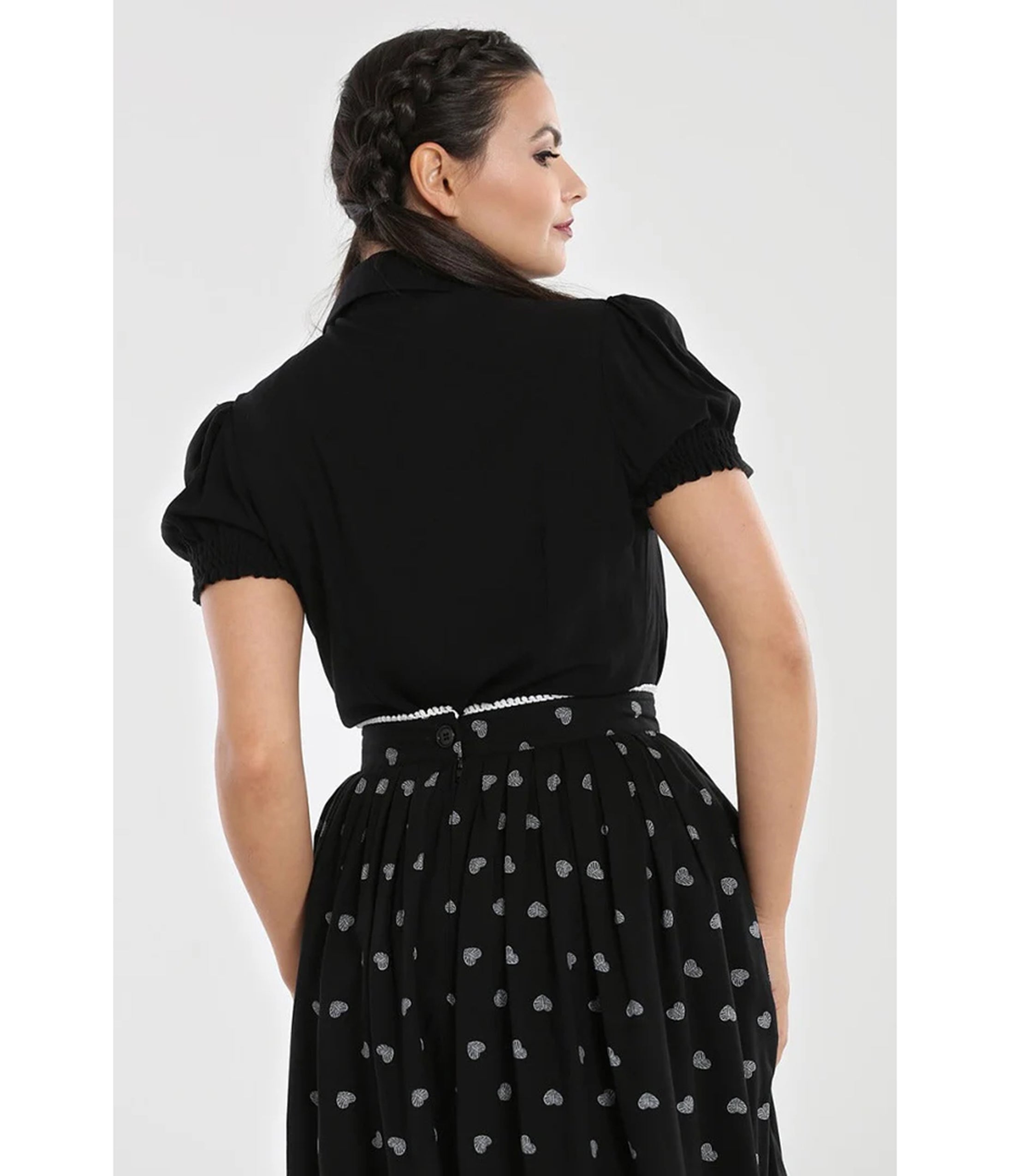 Hell Bunny Black Celestial Embroidered Samara Blouse