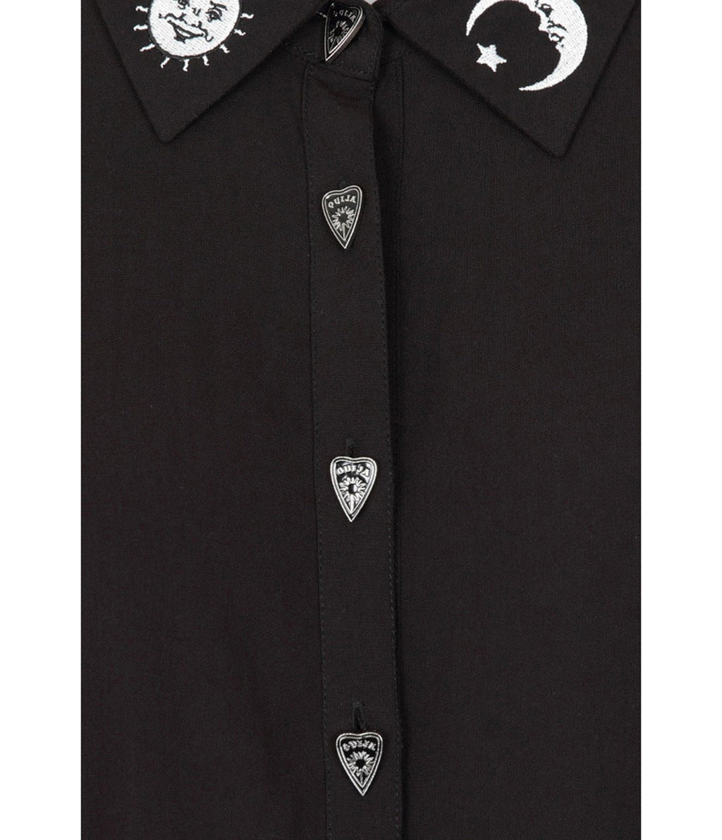 Hell Bunny Black Celestial Embroidered Samara Blouse