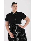 Hell Bunny Black Celestial Embroidered Samara Blouse