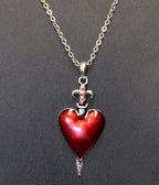 Red Heart & Dagger Pendant Necklace