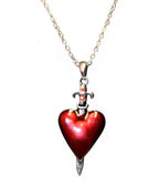 Red Heart & Dagger Pendant Necklace