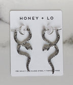 Silver Tone Snake Drop Earrings