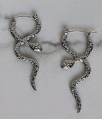 Silver Tone Snake Drop Earrings