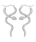Silver Tone Snake Drop Earrings
