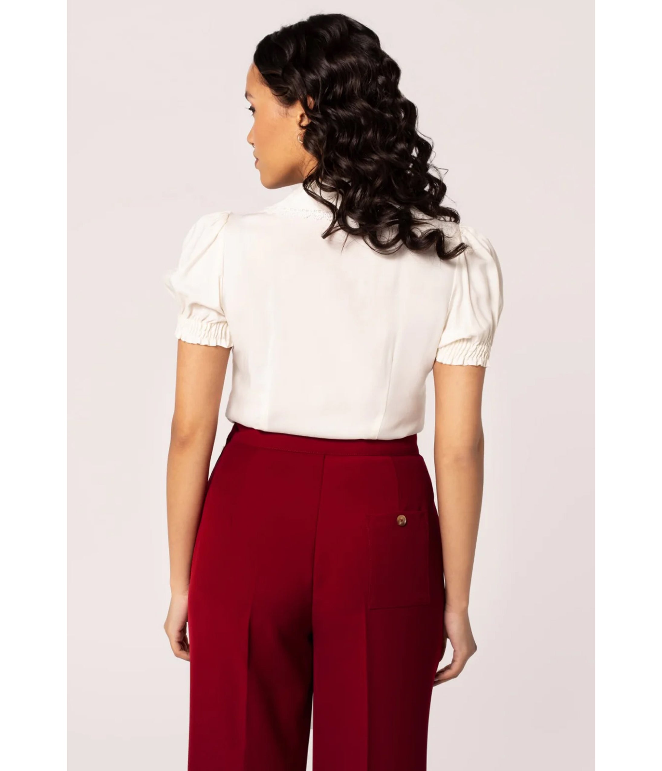 Hell Bunny Ivory Fox Embroidered Basil Blouse