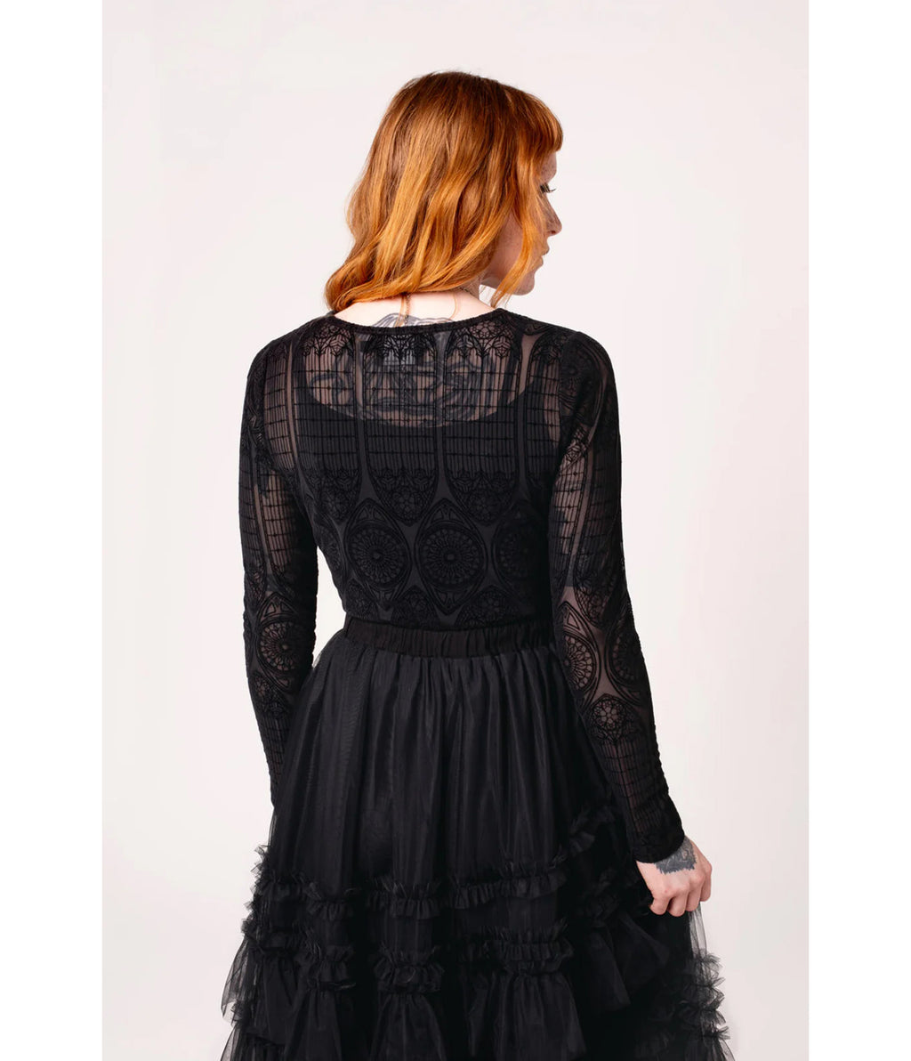 Hell Bunny Black Mesh Mea Culpa Top