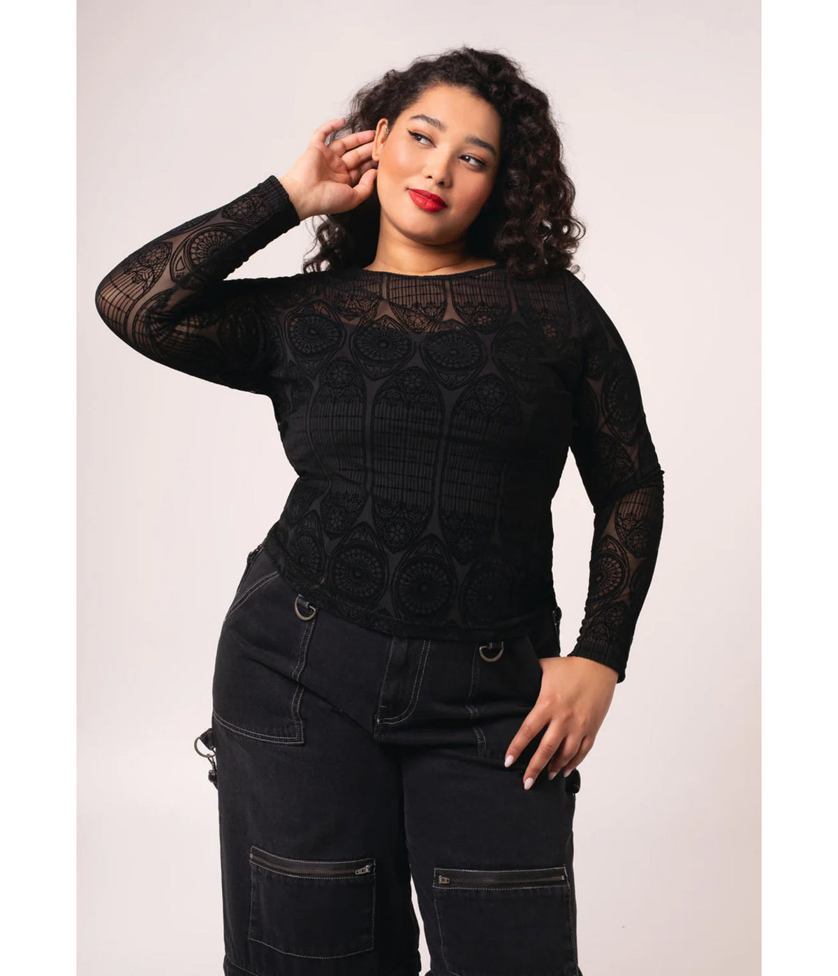 Hell Bunny Black Mesh Mea Culpa Top