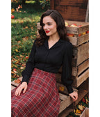 Black 1940's Button Up Collared Blouse