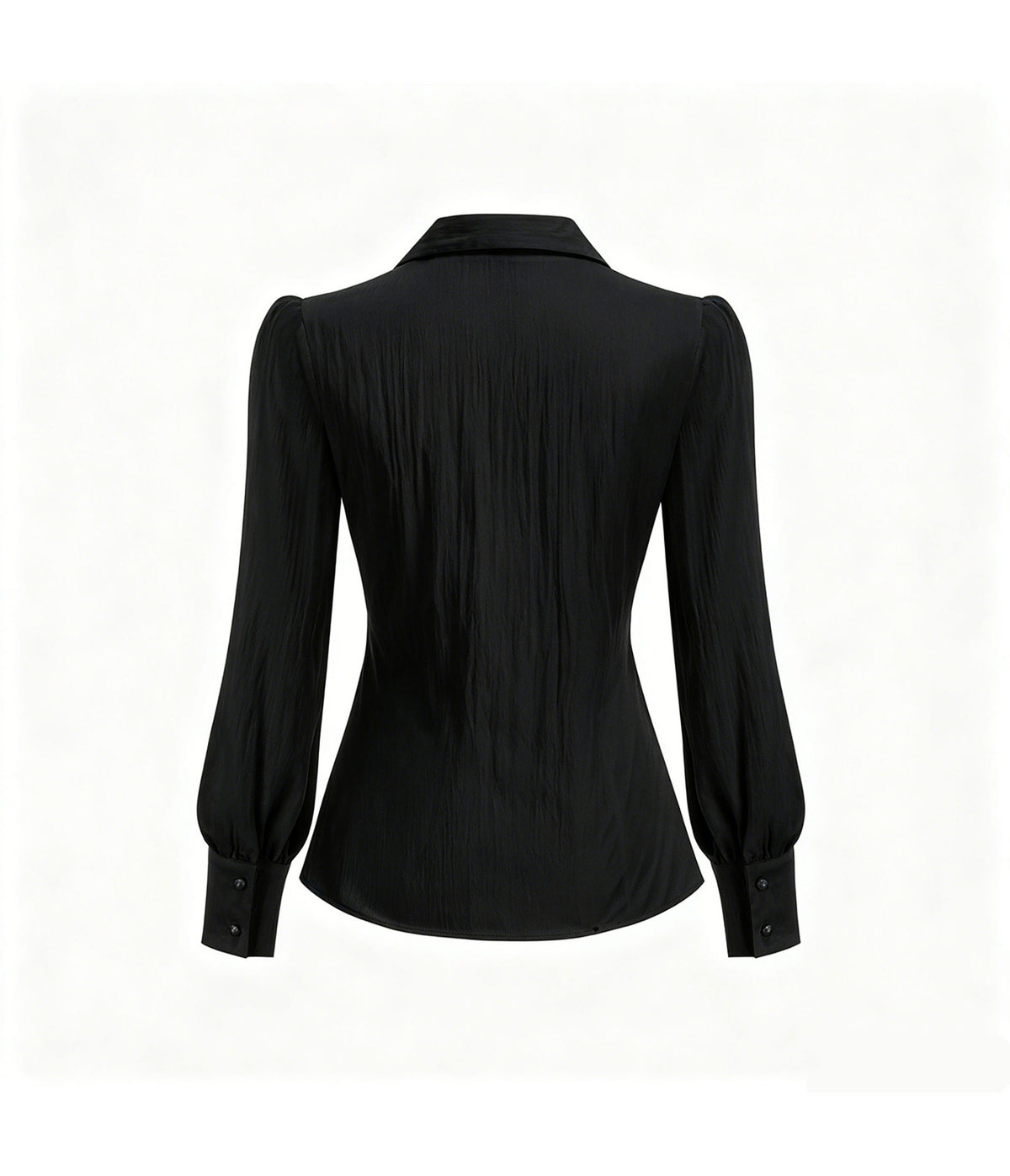 Black 1940's Button Up Collared Blouse