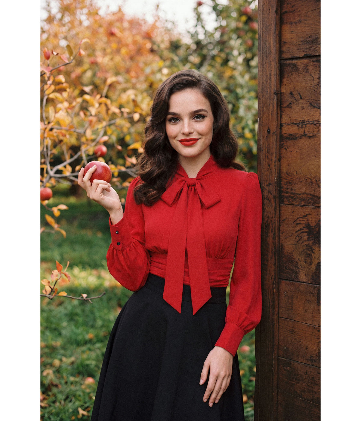 Red 1950's Bow Blouse