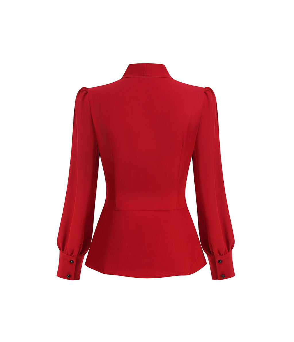 Red 1950's Bow Blouse