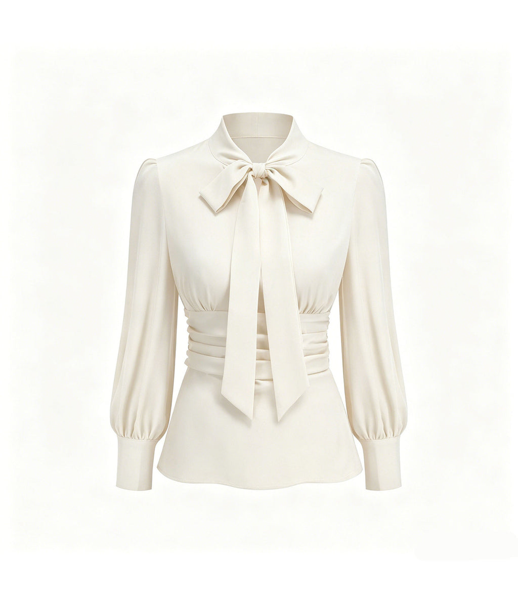 Ivory 1950's Bow Blouse