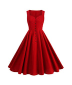 Ruby Red 1950's Sweetheart Swing Dress