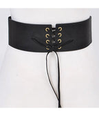 Black Faux Leather Lace Up Corset Belt