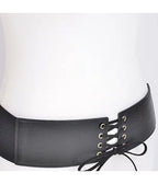 Black Faux Leather Lace Up Corset Belt