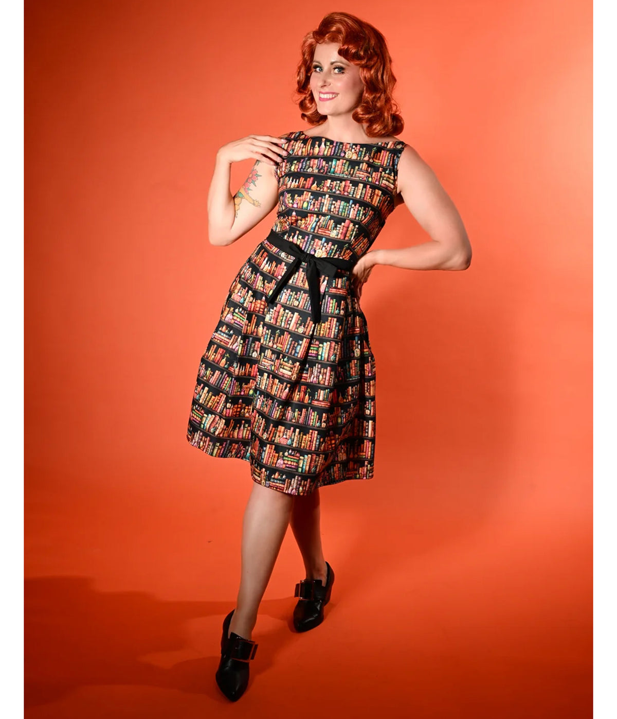 Black Books & Potions Print Monica Dress