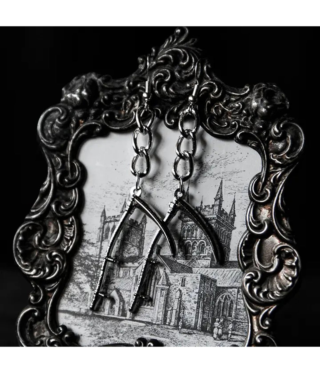 Silver Scythe Dangle Earrings
