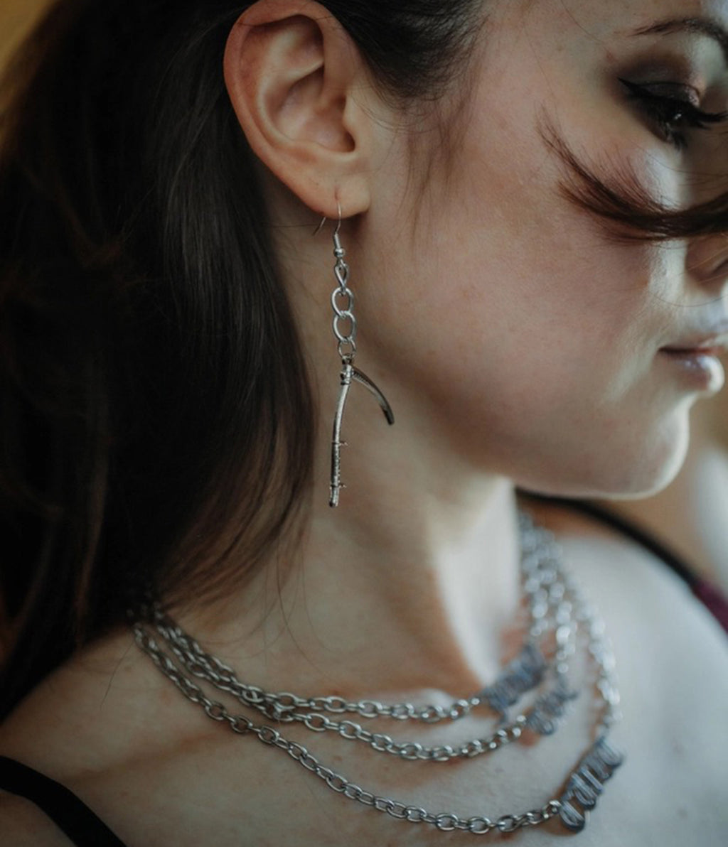 Silver Scythe Dangle Earrings