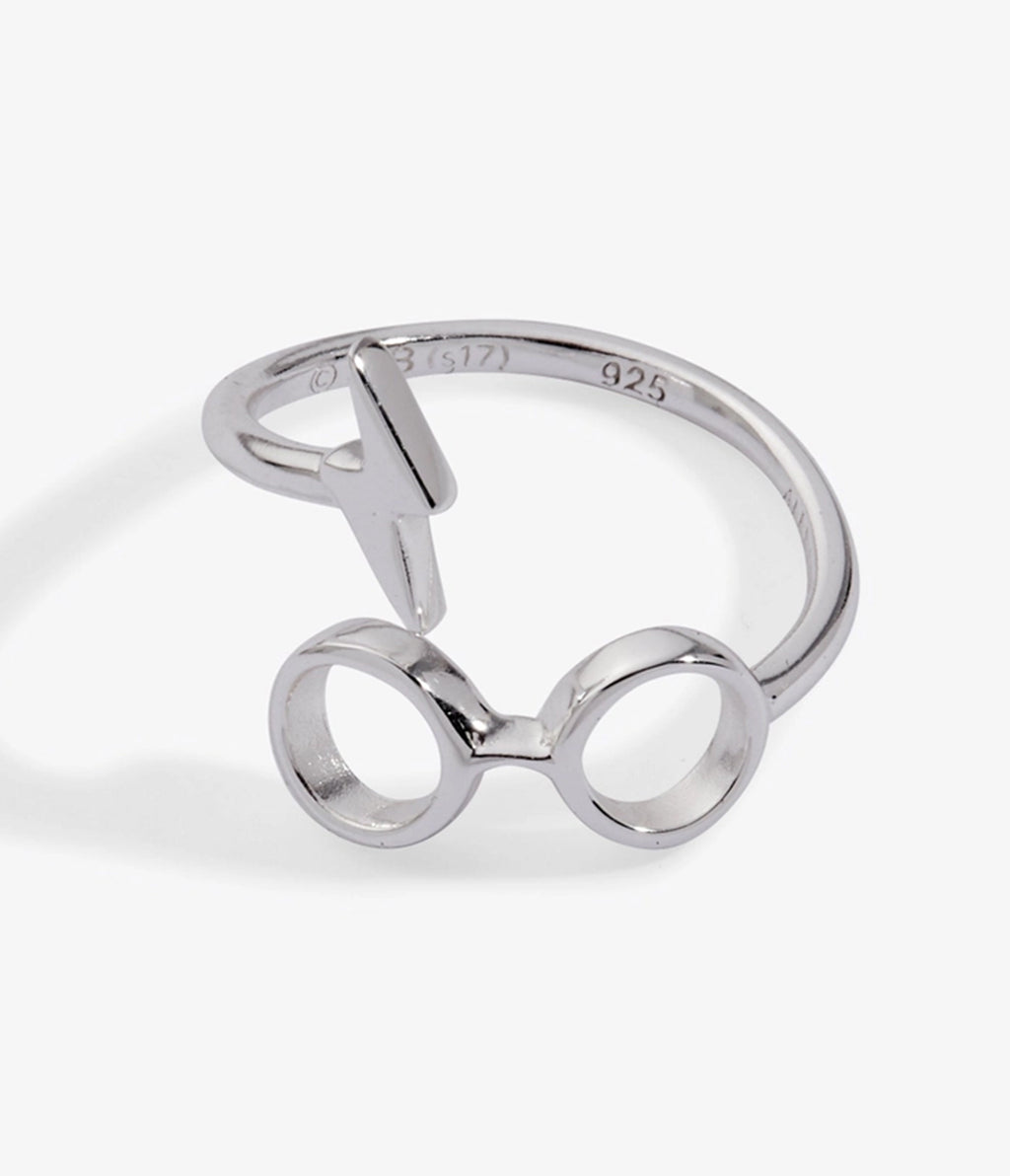Silver Tone Harry Potter™ Glasses & Lightning Bolt Wrap Ring