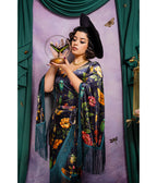 Mystic Insect Fringed Magdalena Velvet Wrap Dress