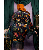 Mystic Insect Fringed Magdalena Velvet Wrap Dress