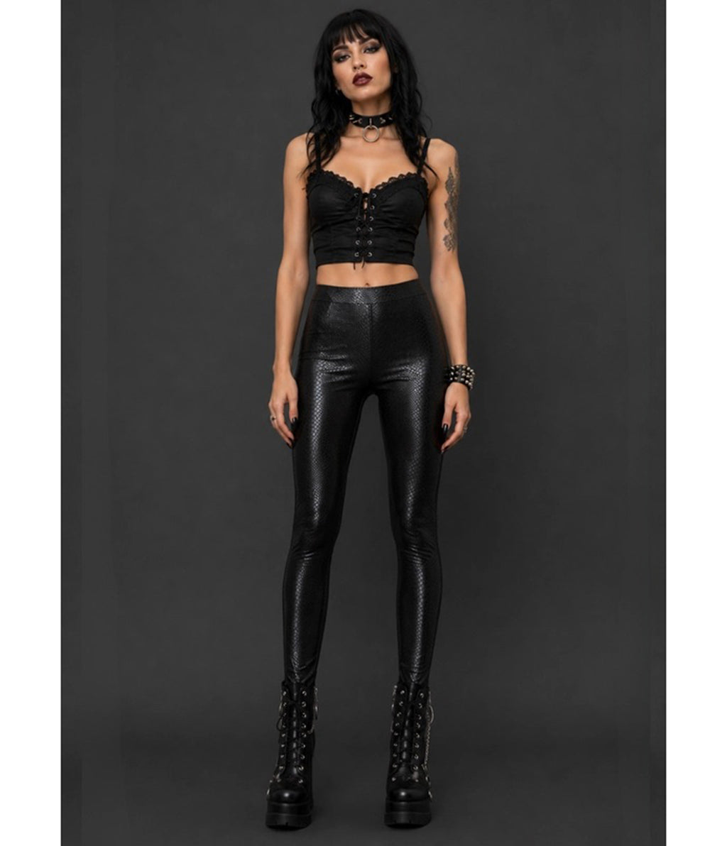 Black Snake Print High Waisted Leggings
