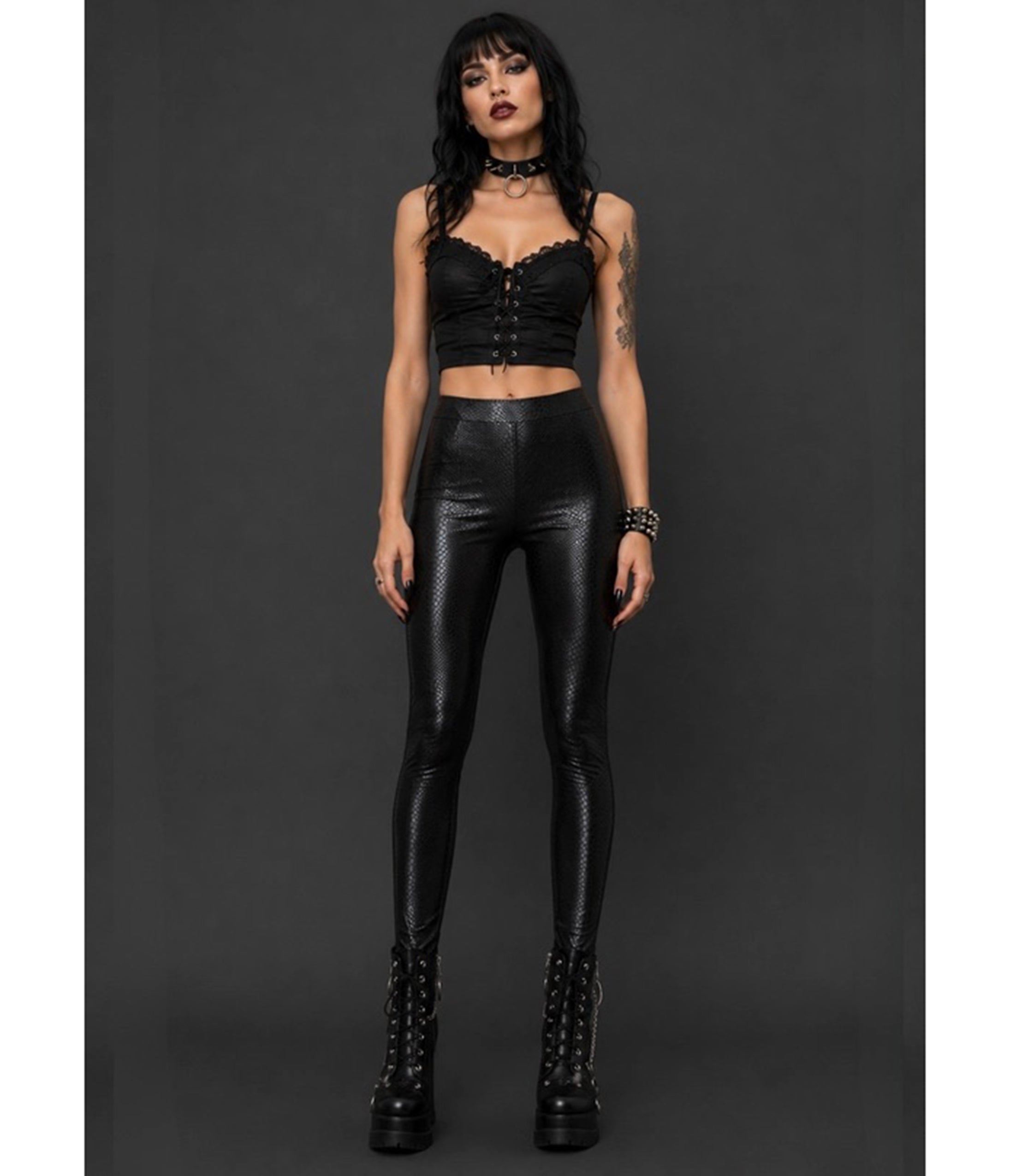 Black Snake Print High Waisted Leggings