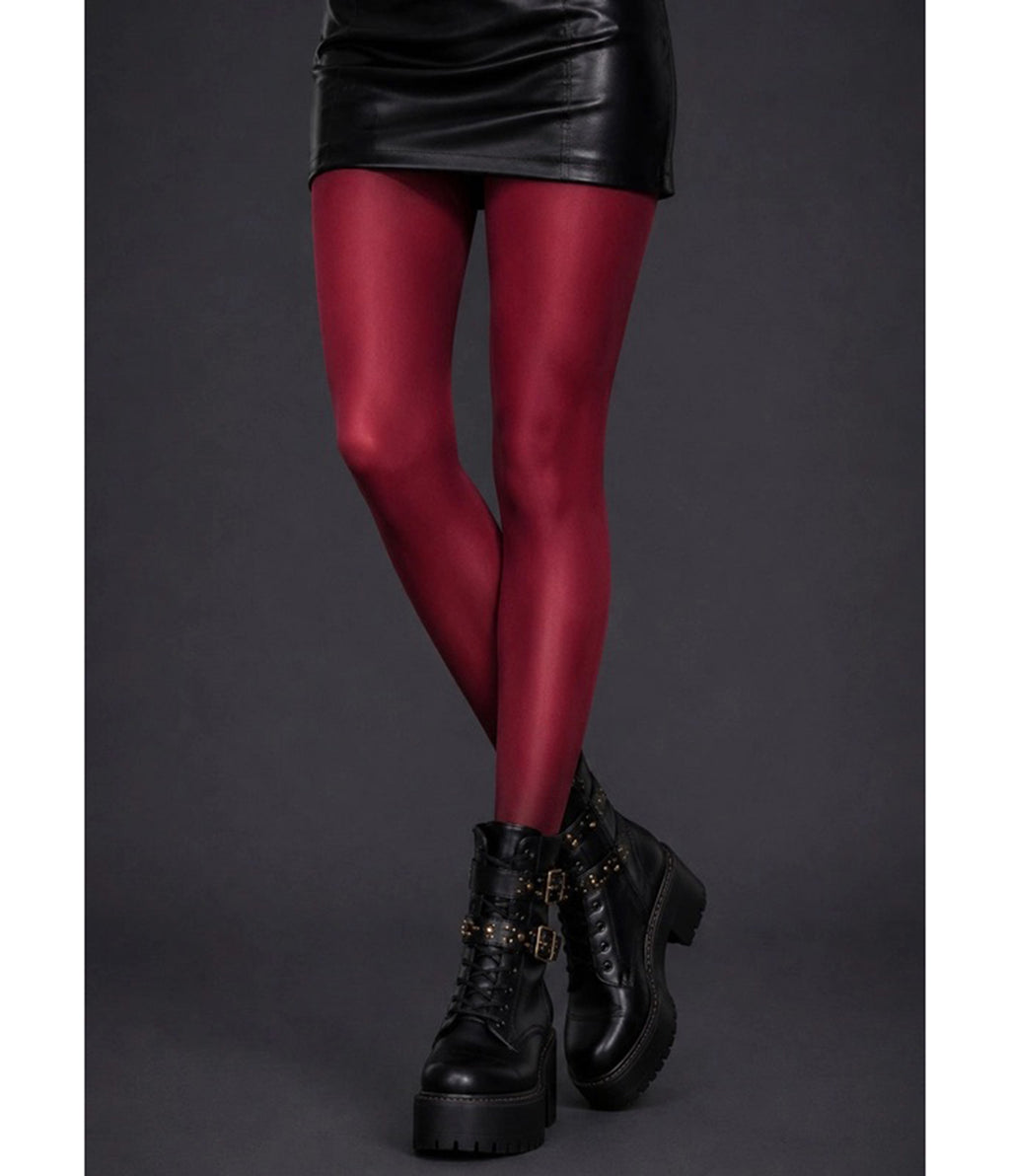 Burgundy High Shine Tights