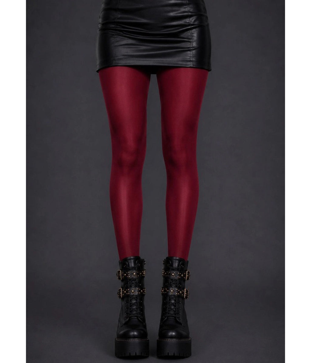 Burgundy High Shine Tights