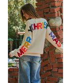 Rainbow Graphic Merry Christmas Oversized Sweatshirt