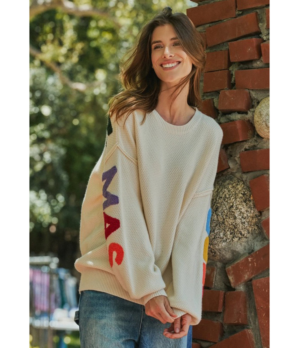 Rainbow Graphic Merry Christmas Oversized Sweatshirt