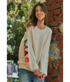 Rainbow Graphic Merry Christmas Oversized Sweatshirt