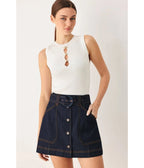 Dark Blue Denim Belted Skort