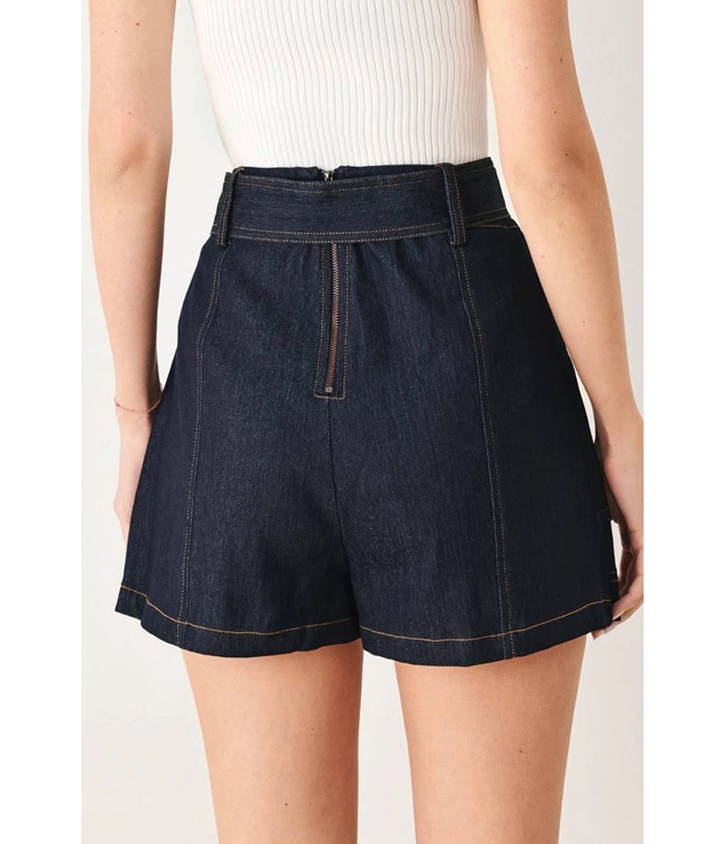 Dark Blue Denim Belted Skort