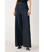 Dark Denim High-Waisted Wide-Leg Pants