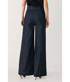 Dark Denim High-Waisted Wide-Leg Pants
